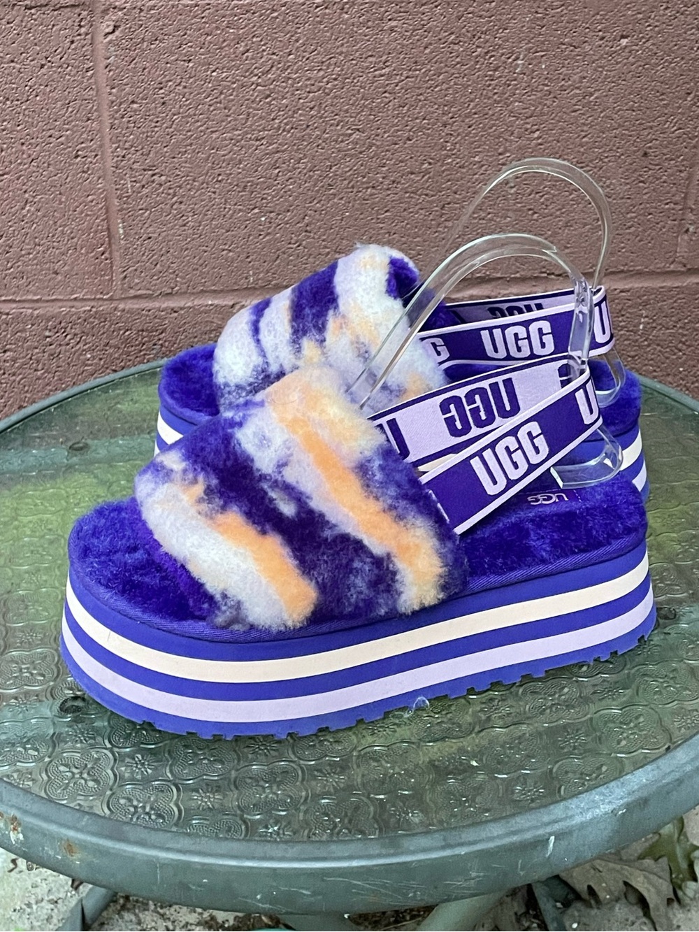 UGG Disco Marble Platform Slide Sandals Size 8
